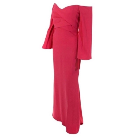 NWT Badgley Mischka Off Shoulder Formal Maxi Dress Gown Size 2 Coral - Picture 2 of 13